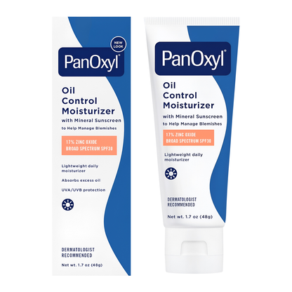 PanOxyl ®️ Oil Control Moisturizer 17% Zinc Oxide Broad Spectrum SPF30 • Oil Control Moisturizer Voor Vette Tot Acne Gevoelige Huidtypen • 1x48gr